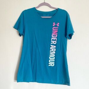 Under Armour Teal Short Sleeve Tee with Pink Logo
